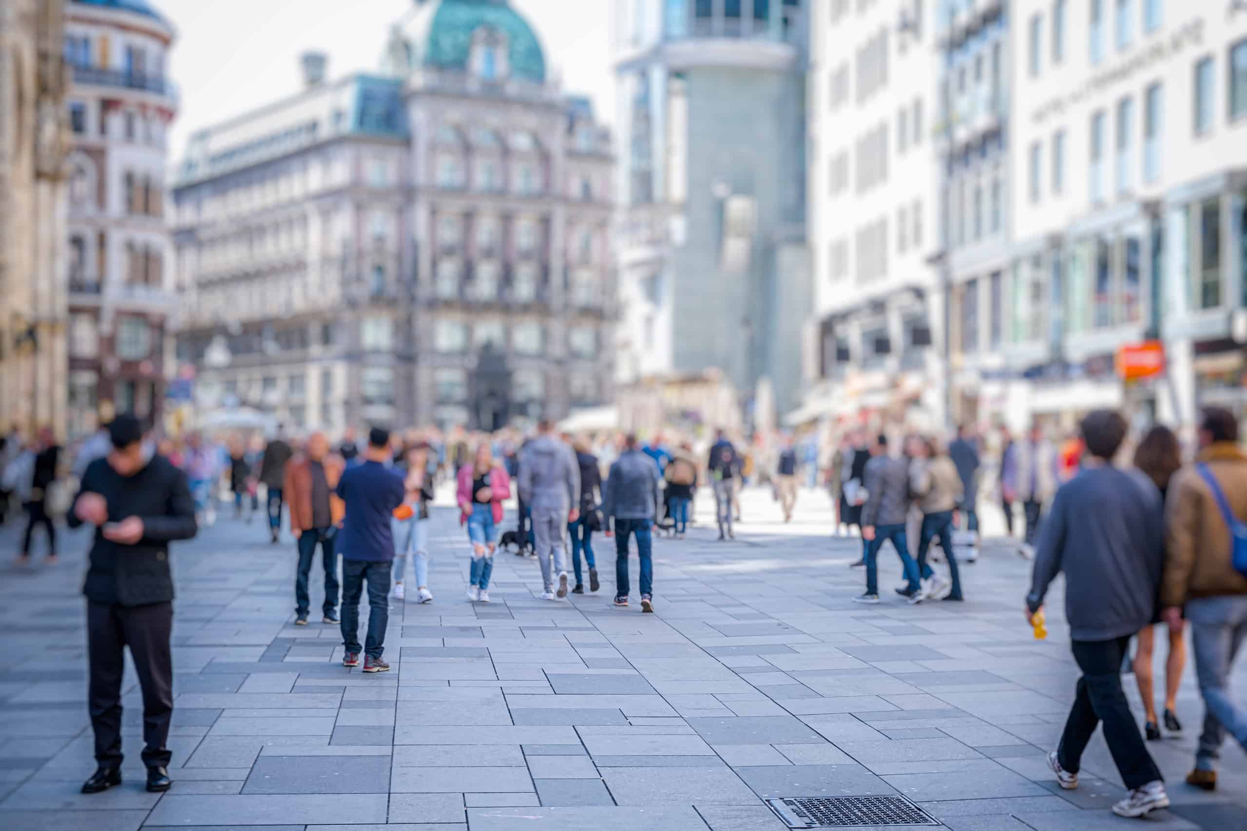 people exploring a high street